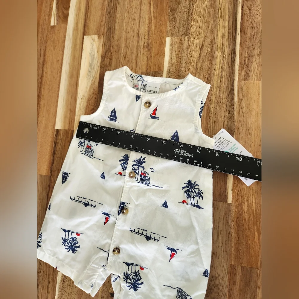 Carter’s Baby Nautical‎ Romper Onesie - 100% Cotton Size Newborn NWT